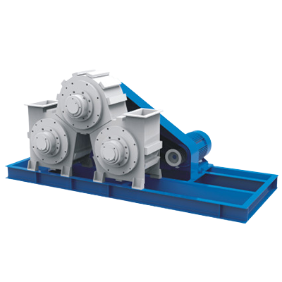 Three-roll particle shaping mill